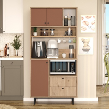 Kuchynská skrinka ORMAR 4 dub/červená 1