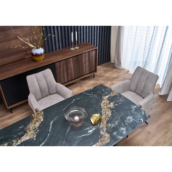 Jedálenský stôl ORMONA čierny mramor/čierna 8