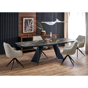 Jedálenský stôl ORMONA čierny mramor/čierna 9