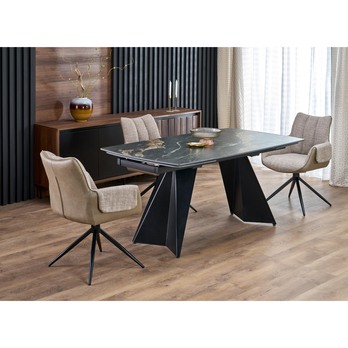 Jedálenský stôl ORMONA čierny mramor/čierna 1