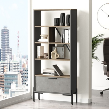 Regál/knižnica OSOGLA 3 hnedá/sivá 2