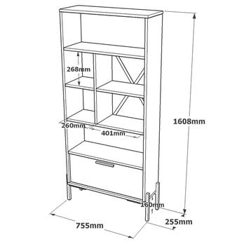 Regál/knižnica OSOGLA 3 hnedá/sivá 3