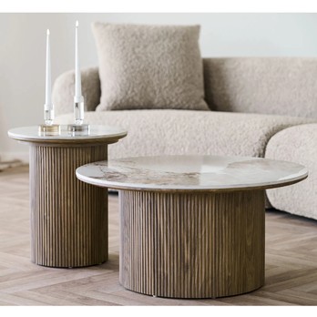 Prístavný stolík OTHINS biela/hnedá 5