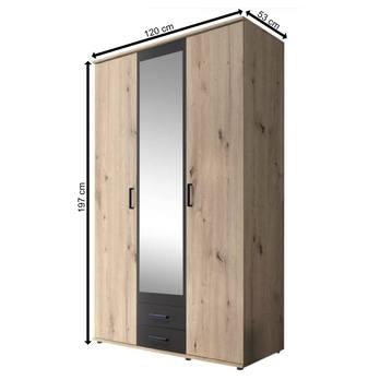 Šatníková skriňa OTMAR dub artisan/antracit 6