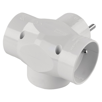 Rozbočovacia zásuvka 3x P0024N biela, guľatá 1