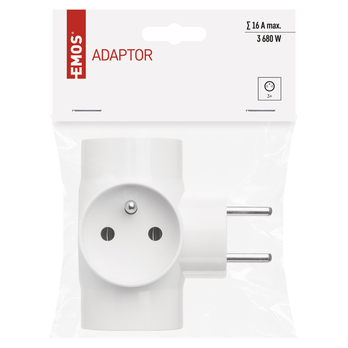 Rozbočovacia zásuvka 3x P0024N biela, guľatá 4