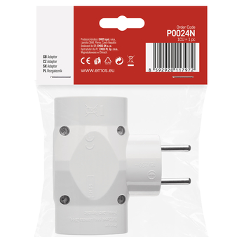 Rozbočovacia zásuvka 3x P0024N biela, guľatá 5