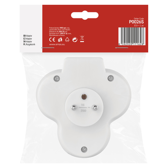 Rozbočovacia zásuvka 3x P0026S biela, s vypínačom 2