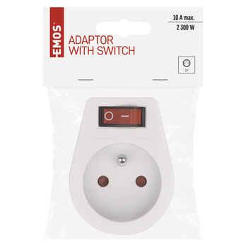 Zásuvka s vypínačom 1x P0027 biela, guľatá, s vypínačom 1