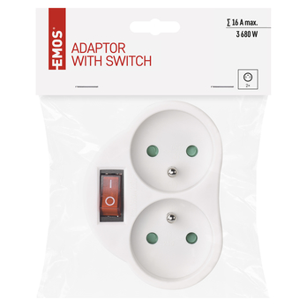 Rozbočovacia zásuvka 2x P0062 biela, s vypínačom 1