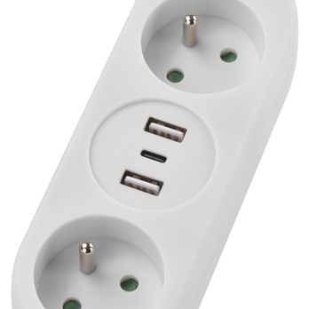 Predlžovací kábel P0211E biela, 2 zásuvky, 2xUSB, 1xUSB-C, dĺžka 1,4 m 3