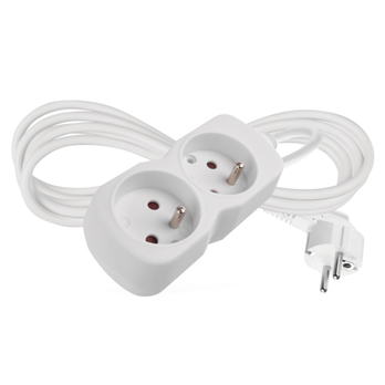 Predlžovací kábel P0212 biela, 2 zásuvky, dĺžka 2 m 4