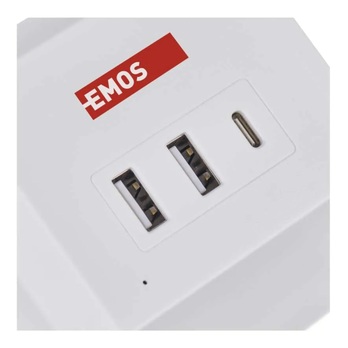 Predlžovací kábel P0212CQ biela, 2 zásuvky, 2x USB-A, 1x USB-C, Qi, dĺžka 2 m 5