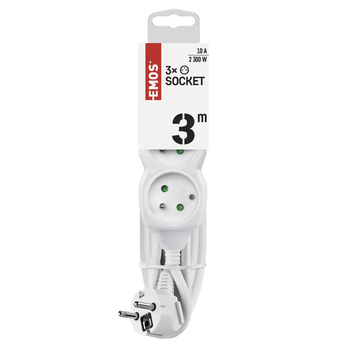 Predlžovací kábel P0313 biela, 3 zásuvky, dĺžka 3 m 1