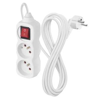 Predlžovací kábel s vypínačom P1213 biela, 2 zásuvky, dĺžka 3 m 3