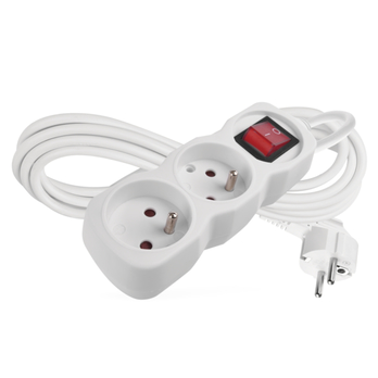 Predlžovací kábel s vypínačom P1213 biela, 2 zásuvky, dĺžka 3 m 4