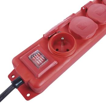 Predlžovací kábel P14131 červená/čierna, 4 zásuvky, dĺžka 3 m 3