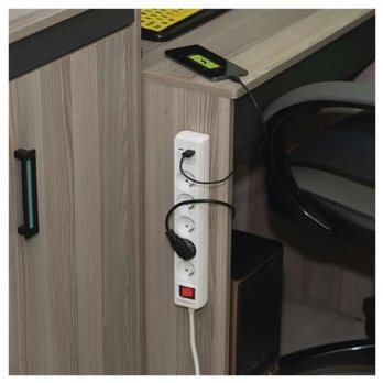 Predlžovací kábel s vypínačom P1513CU biela, 5 zásuviek, 2 USB porty, dĺžka 3 m 3