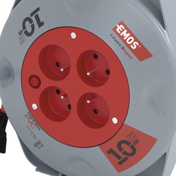 Predlžovací kábel na bubne P19410N sivá/červená, 4 zásuvky, dĺžka 10 m 1