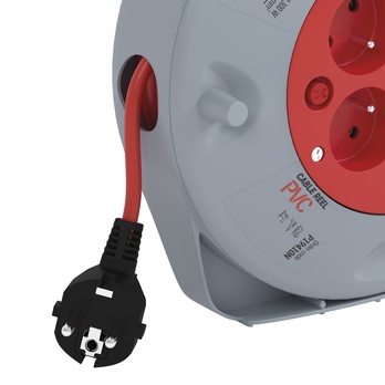 Predlžovací kábel na bubne P19410N sivá/červená, 4 zásuvky, dĺžka 10 m 3