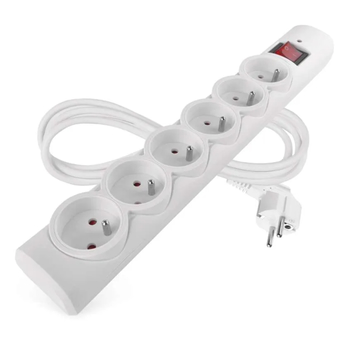 Prepäťová ochrana P54015/18 biela, 6 zásuviek, dĺžka 1,5 m, absorpcia 380 J 2