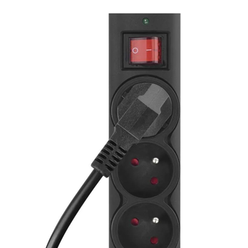Prepäťová ochrana P54015/18 čierna, 6 zásuviek, dĺžka 1,5 m, absorpcia 380 J 3