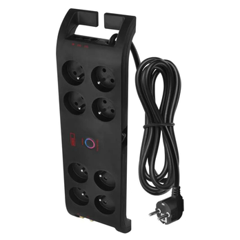 Prepäťová ochrana P54052 čierna, 8 zásuviek, dĺžka 3 m, absorpcia 1800 J 1