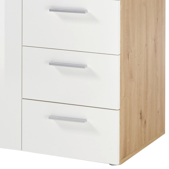 Komoda PABLO 3 dub artisan/biela lesklá 2
