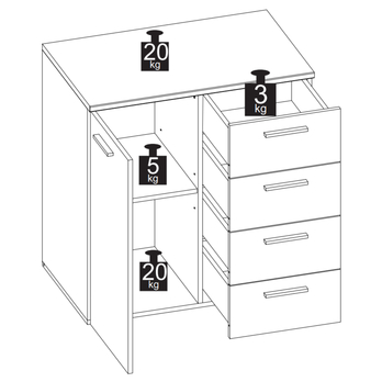 Komoda PABLO 3 dub artisan/biela lesklá 3