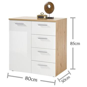 Komoda PABLO 3 dub artisan/biela lesklá 4