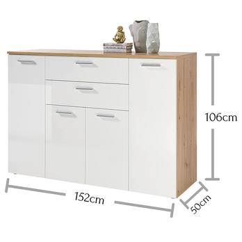 Komoda PABLO 5 dub artisan/biela lesklá 4