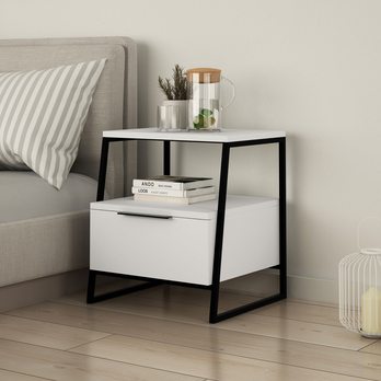 Nočný stolík PAL 2 biela/čierna 1