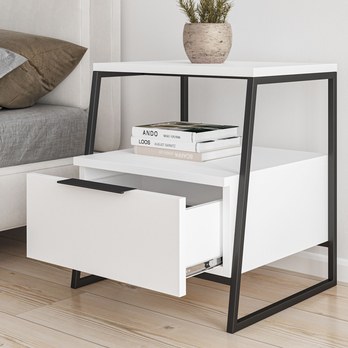 Nočný stolík PAL 2 biela/čierna 2