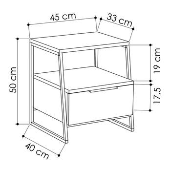 Nočný stolík PAL 2 biela/čierna 3