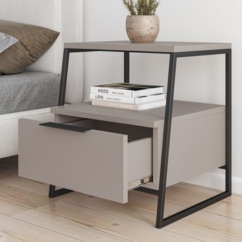 Nočný stolík PAL 2 svetlá káva/čierna 2