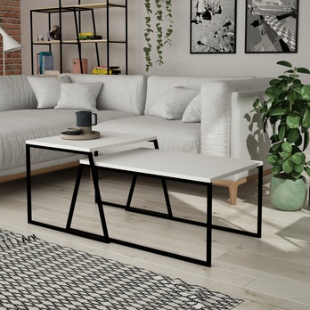 Konferenčný stolík PAL biela/čierna, sada 2 ks 1