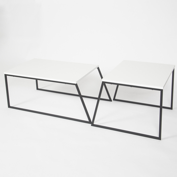 Konferenčný stolík PAL biela/čierna, sada 2 ks 2