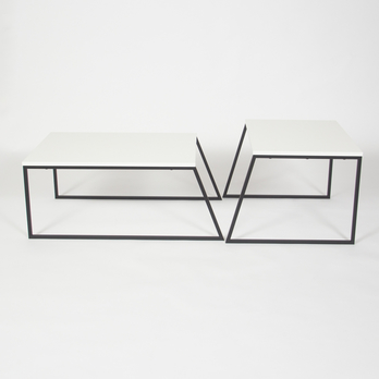 Konferenčný stolík PAL biela/čierna, sada 2 ks 3