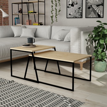 Konferenčný stolík PAL dub/čierna, sada 2 ks 1