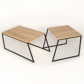 Konferenčný stolík PAL dub/čierna, sada 2 ks 3