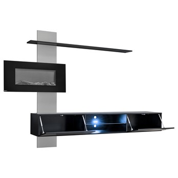 Obývacia stena PALAS II čierna/sivá/čierna vysoký lesk 2