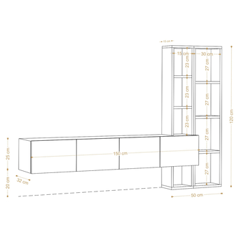 Obývacia stena PANA biela/dub 4