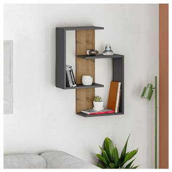 Nástenná polica PARANOID antracitová/dub 1