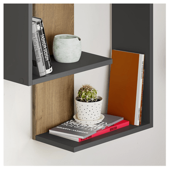 Nástenná polica PARANOID antracitová/dub 2