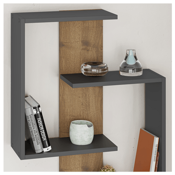 Nástenná polica PARANOID antracitová/dub 3