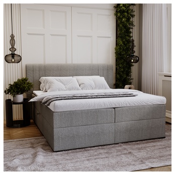 Posteľ s matracom a topperom PARIS sivá, 180x200 cm 1