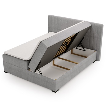 Posteľ s matracom a topperom PARIS sivá, 140x200 cm 2