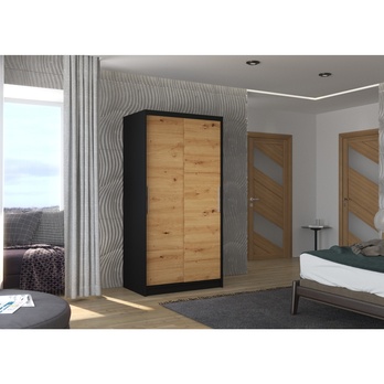 Šatníková skriňa PARISA čierna/dub artisan 1