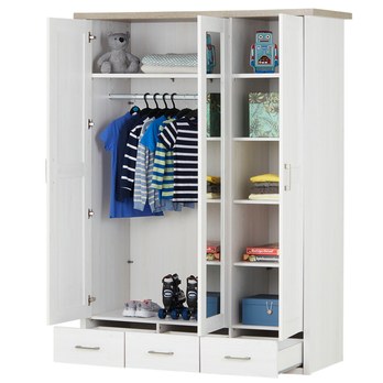Šatníková skriňa  PARVATI pínia biela/dub truffel, šírka 148 cm 4