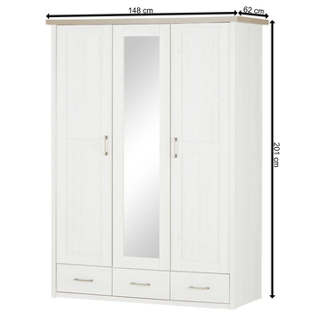 Šatníková skriňa  PARVATI pínia biela/dub truffel, šírka 148 cm 8